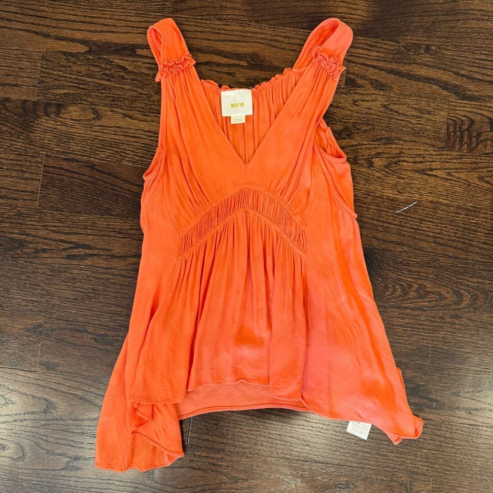 Anthropologie Maeve tangerine sleeveless blouse - size xs